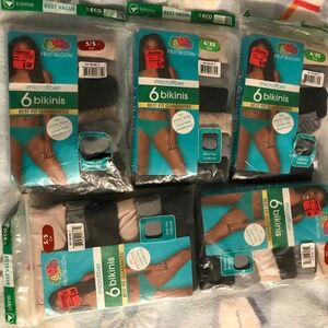 Fruit of loom woman’s  bikinis 5 packs   Xs and s.